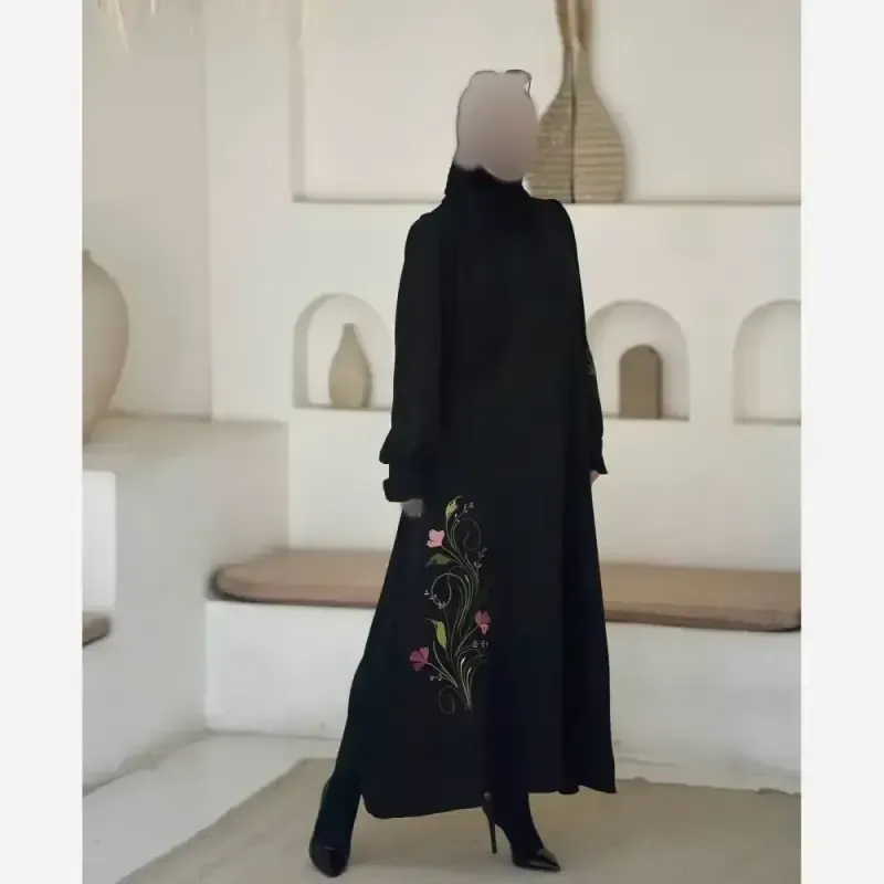 عبا فرشته زنانه جنس الیزه رنگ مشکی گلدوزی شده