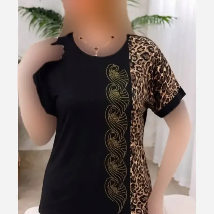 ست لباس راحتی نگار فلامنت گیاهی نگین دار فری سایز 36 تا 50