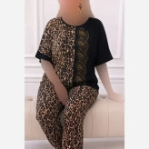 ست لباس راحتی نگار فلامنت گیاهی نگین دار فری سایز 36 تا 50