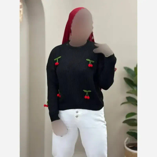 بافت زنانه مدل آلبالو رنگ مشکی فری سایز