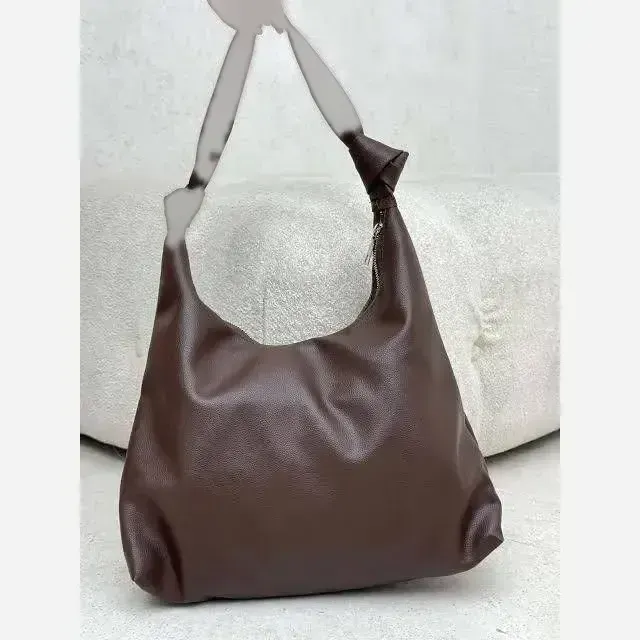 کیف بند گره ای چرم سبک و جادار رنگ مشکی و موکا