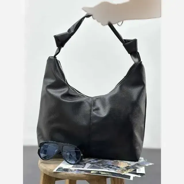 کیف بند گره ای چرم سبک و جادار رنگ مشکی و موکا