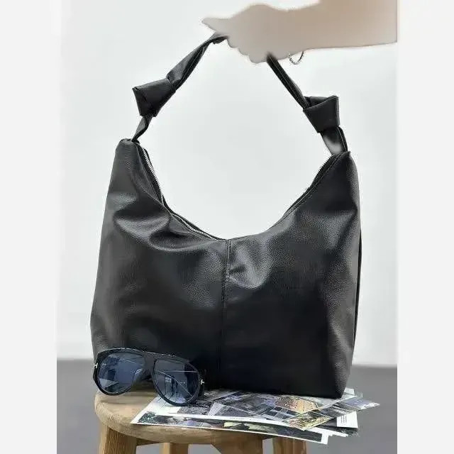 کیف بند گره ای چرم سبک و جادار رنگ مشکی و موکا