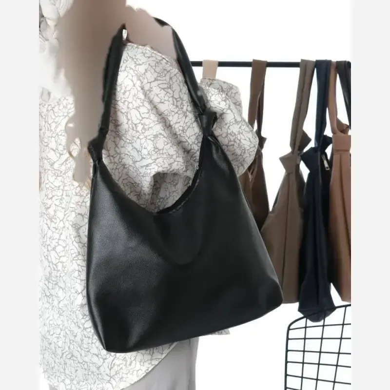 کیف بند گره ای چرم سبک و جادار رنگ مشکی و موکا