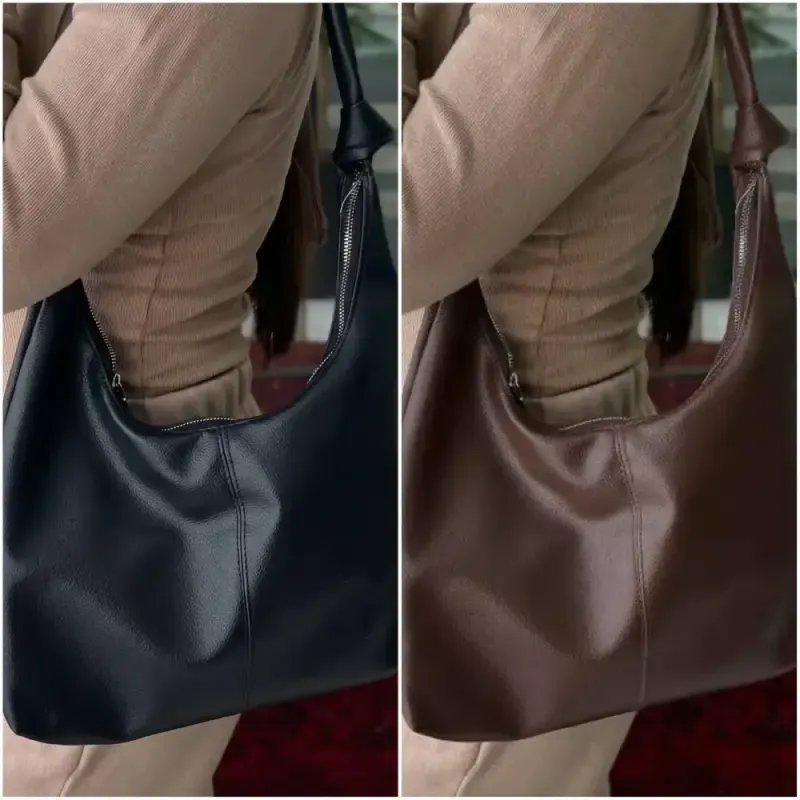 کیف بند گره ای چرم سبک و جادار رنگ مشکی و موکا
