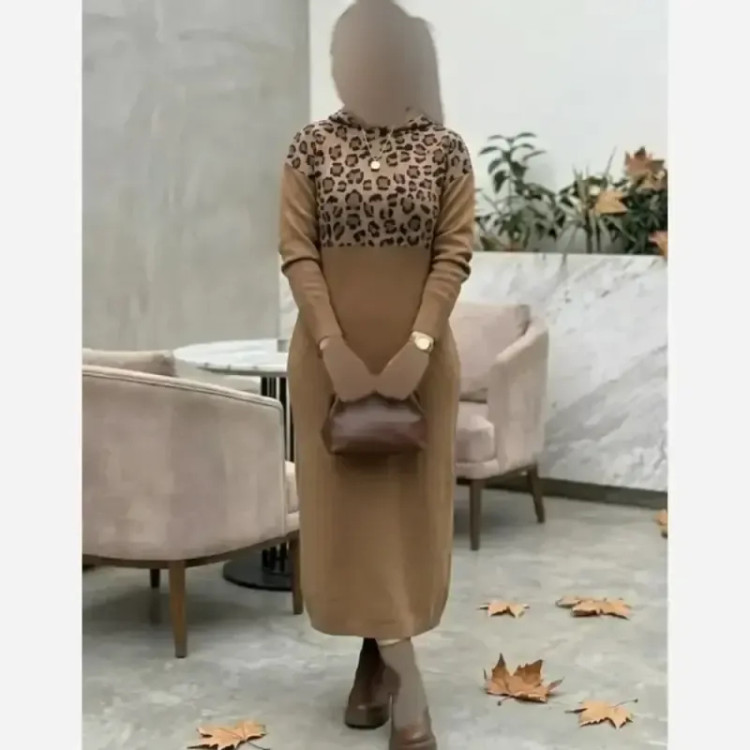 کفتان بافت ژیوان فری سایز نسکافه ای و کرم