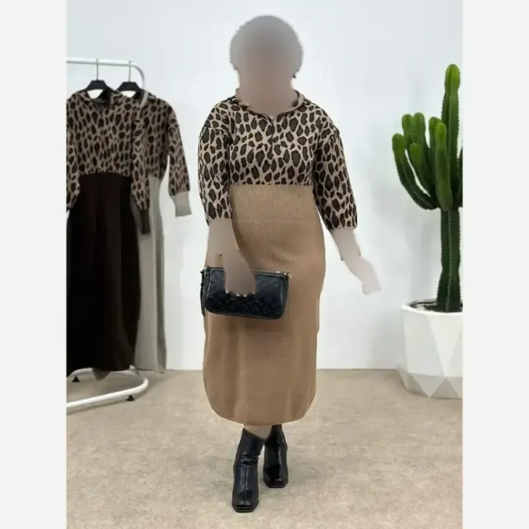 کفتان بافت ژیوان فری سایز نسکافه ای و کرم