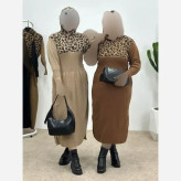 کفتان بافت ژیوان فری سایز نسکافه ای و کرم