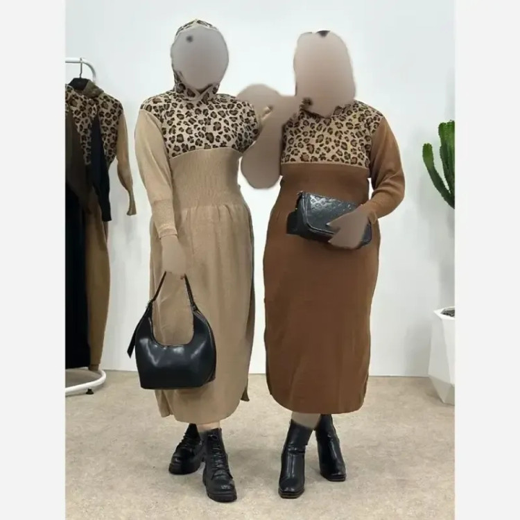 کفتان بافت ژیوان فری سایز نسکافه ای و کرم