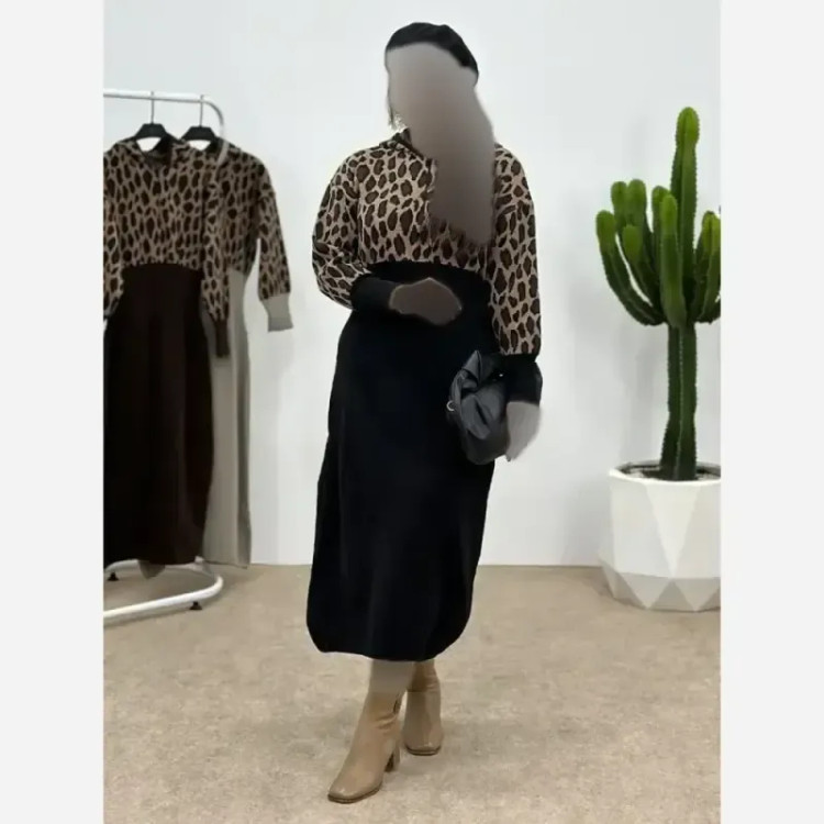 کفتان بافت ژیوان فری سایز نسکافه ای و کرم