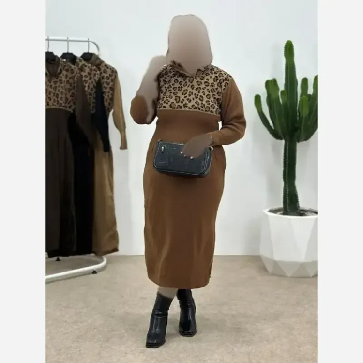 کفتان بافت ژیوان فری سایز نسکافه ای و کرم