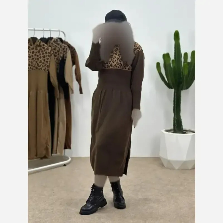 کفتان بافت ژیوان فری سایز نسکافه ای و کرم