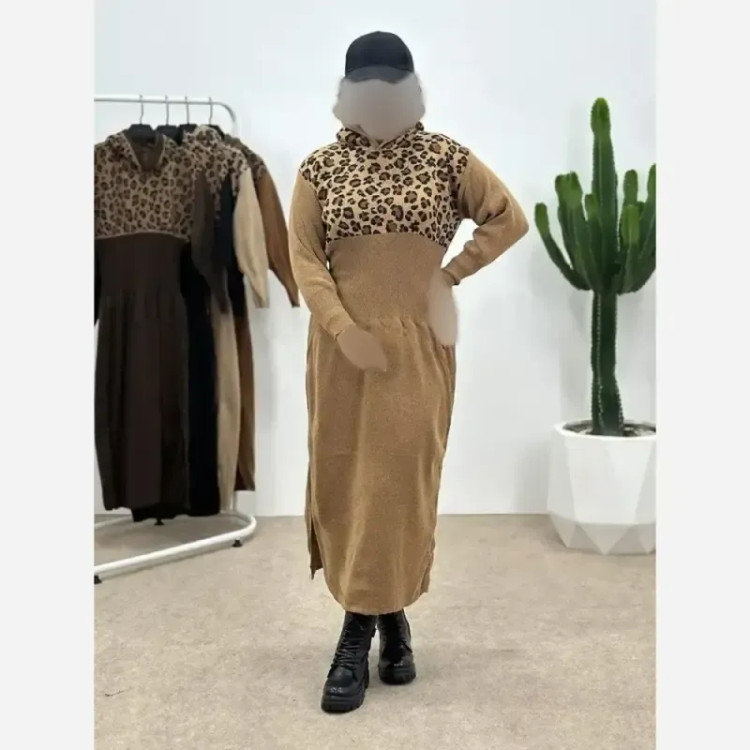 کفتان بافت ژیوان فری سایز نسکافه ای و کرم