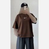 تیشرت باکسی پنبه دبل زنانه طرح نایک فری سایز رنگ بندی متنوع