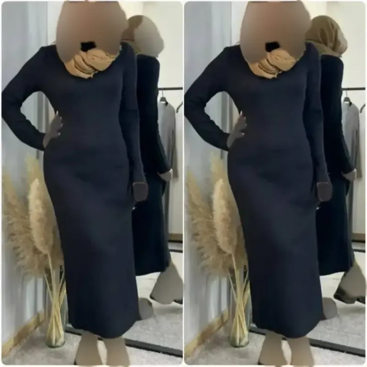 ماکسی یقه اسکی بافت زنانه رنگ مشکی فری سایز