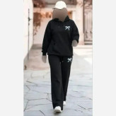 هودی و شلوار اریک جنس پنبه گلکسی رنگ مشکی سایز فری 38 تا 46
