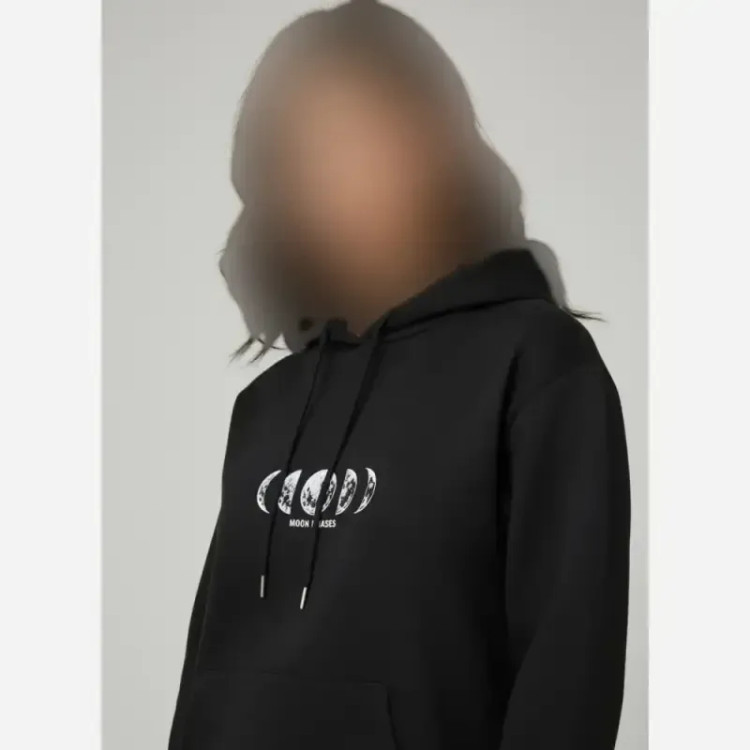 هودی زنانه دورس تو کرکی طرح moon phases رنگ مشکی سایز فری سایز 38 تا 46