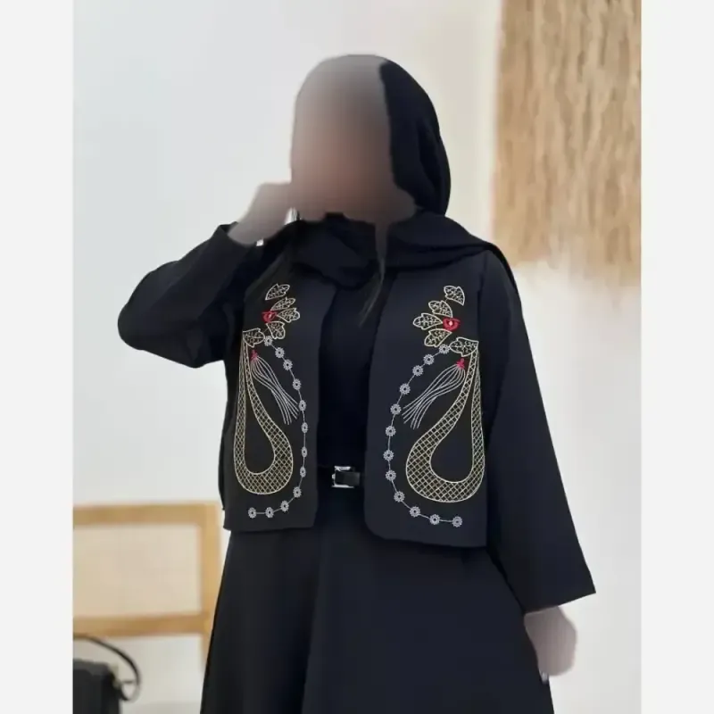 کت و دامن زنانه مازراتی گلدوزی شده مدل ثمر رنگ مشکی فری سایز