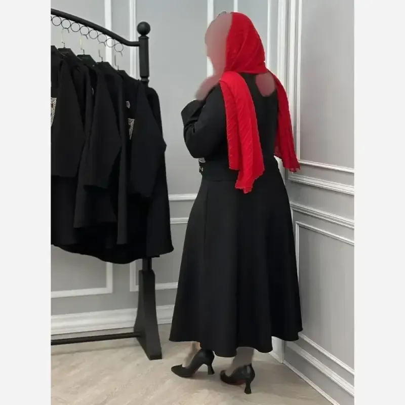کت و دامن زنانه مازراتی گلدوزی شده مدل ثمر رنگ مشکی فری سایز