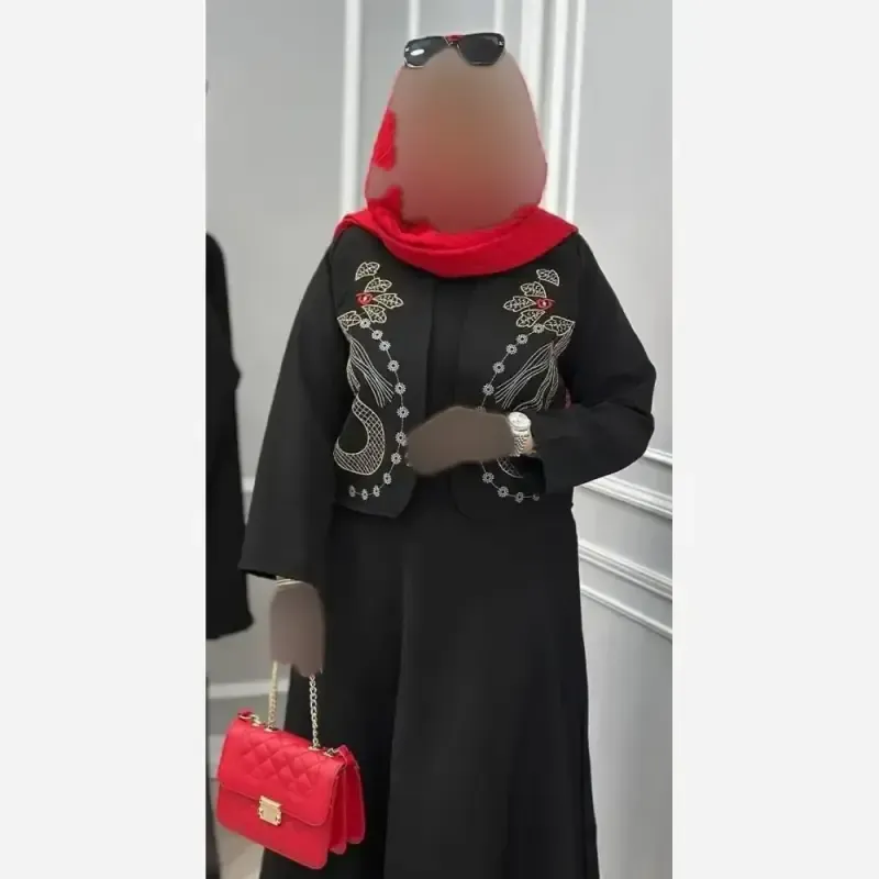 کت و دامن زنانه مازراتی گلدوزی شده مدل ثمر رنگ مشکی فری سایز