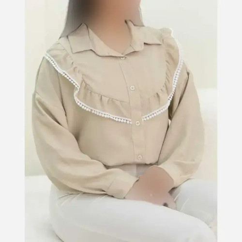 شومیز یقه چین جنس صوفیا فری سایز رنگ مشکی استخونی کرم سبز