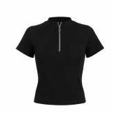 کراپ تیشرت کبریتی زنانه یقه 3 سانت مناسب سایز 38 تا 40