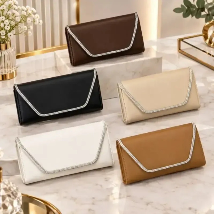 کیف مجلسی نگین کاری شده دور نگین بند دوشی زنجیری رنگبندی