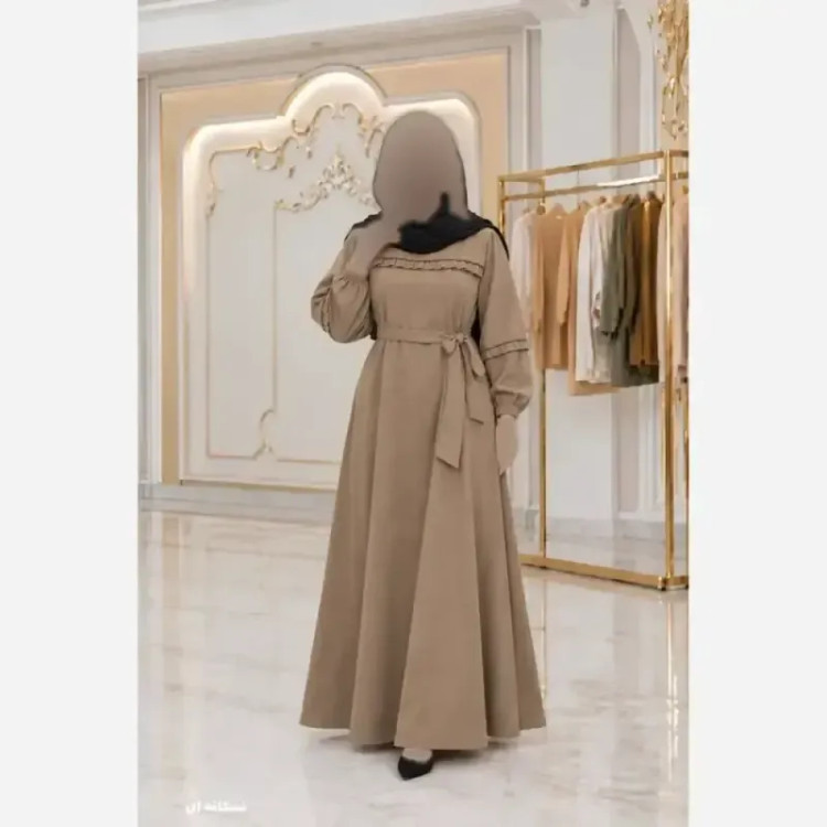 پیراهن بلند مخمل کبریتی ریز زنانه فری سایز تا 48 با کمربند و خرجکار کریستال