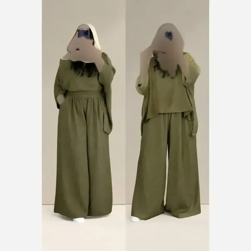 ست شومیز و شلوار زنانه جنس شانتون طرح کاشی فری سایز