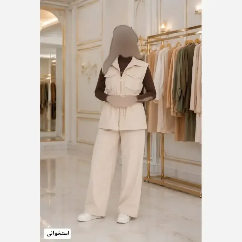 ست و شلوار مخمل کبریتی ریز زنانه جیب دار فری سایز