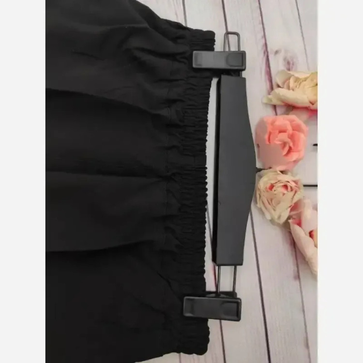 شلوار نیم بگ زنانه پارچه مازراتی رنگ مشکی و سورمه ای و قهوه ای سایز سه تا شش