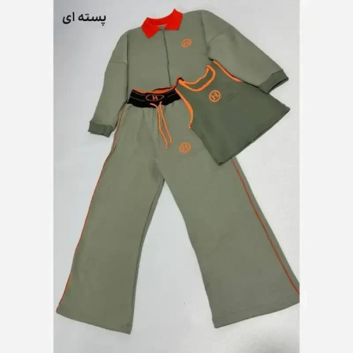 ست سه تیکه سویشرت شلوار و کراپ دورس داخل کرک هرمس