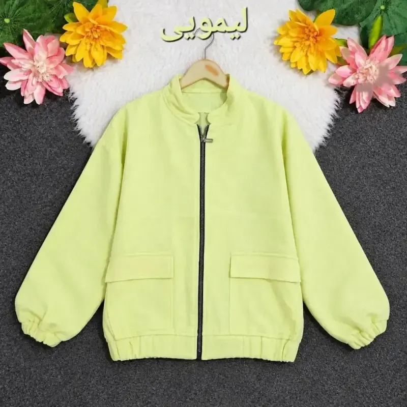 بامبر جکت زنانه جنس فلونزی ضخیم و گرم رنگ قهوه ای استایل روزمره و اسپرت